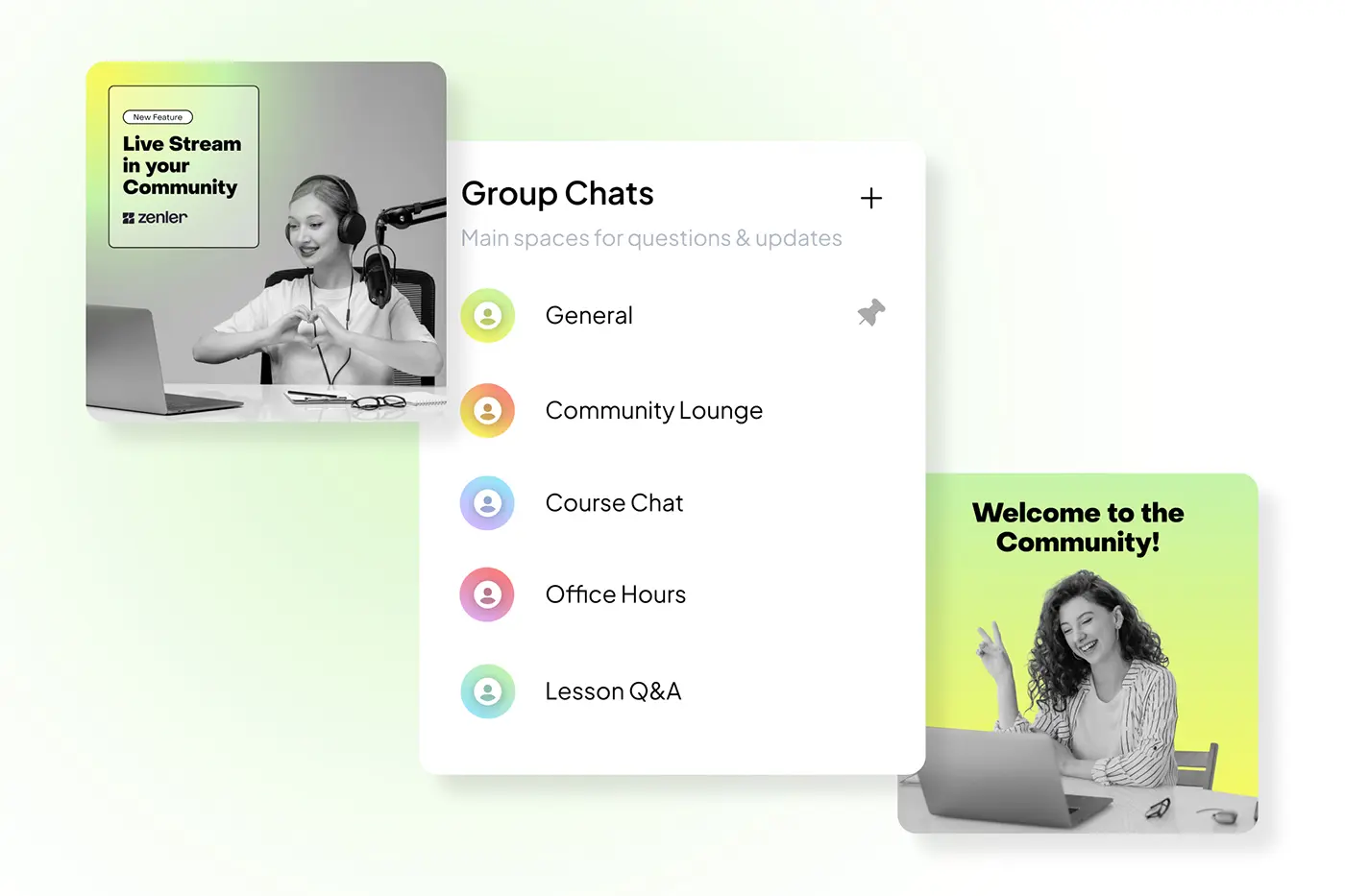 Courses and community integration inside Zenler