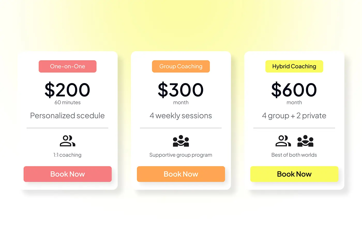 Custom online coaching offers and pricing packages