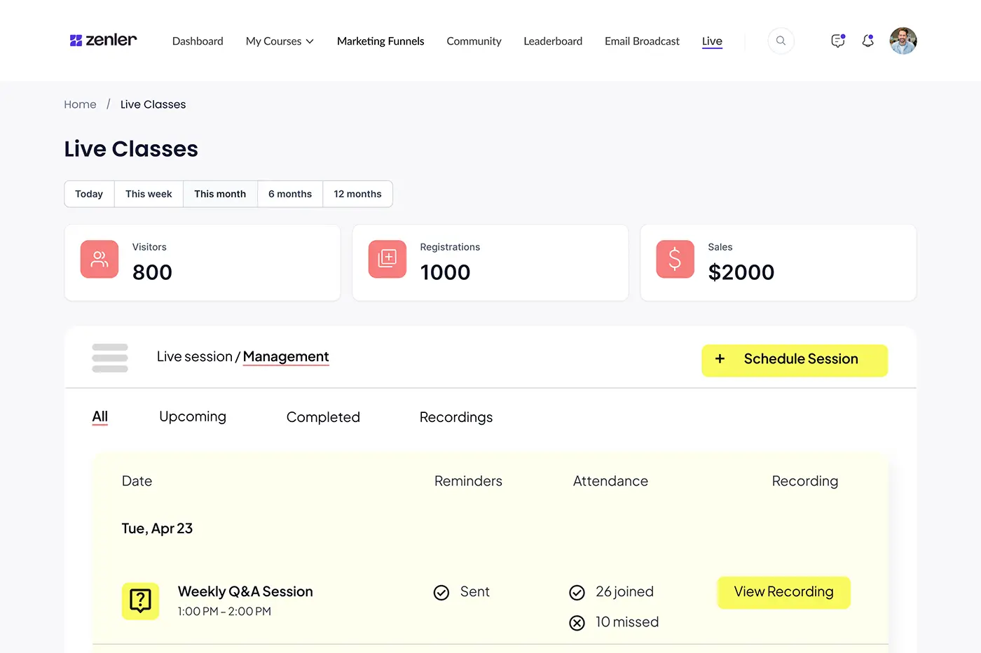 All course business tools in one dashboard